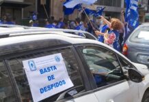 UTI, el gremio de los trabajadores del PAMI, realizó una protesta contra los despidos
