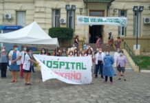 Trabajadores del Hospital Moyano protestaron por la falta de vacunas