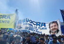 Iván Tobar lideró la movilización de la UOCRA La Plata al Congreso