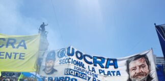 Iván Tobar lideró la movilización de la UOCRA La Plata al Congreso