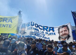 Iván Tobar lideró la movilización de la UOCRA La Plata al Congreso